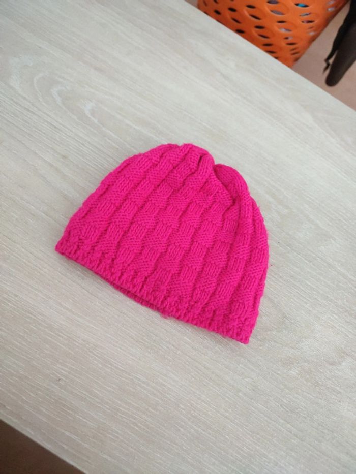 Bonnet rose double polaire