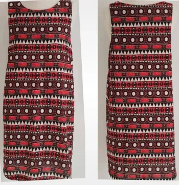 Jolie robe sans manches noir et rouge à motifs géométriques H&M taille 42