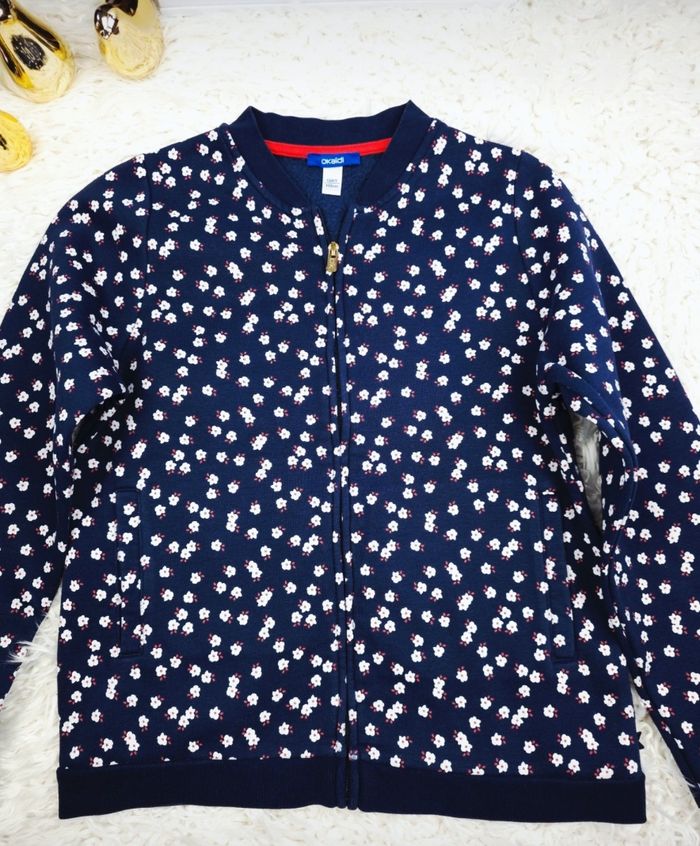 Teddy zippé bleu marine Fille taille 12 ans marque Okaidi 🦜 - photo numéro 4