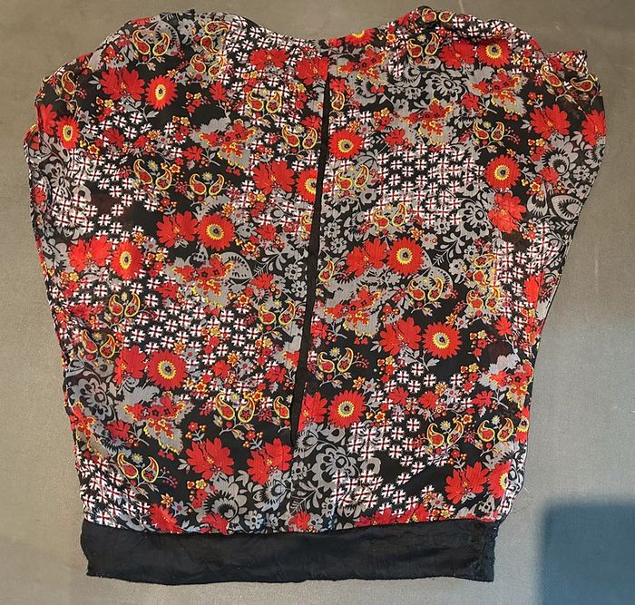 T-shirt manches courtes fluide voile fleuri doublé - photo numéro 6