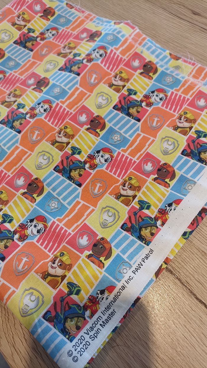 Coupon de tissu pat patrouille 50cm de cretonne