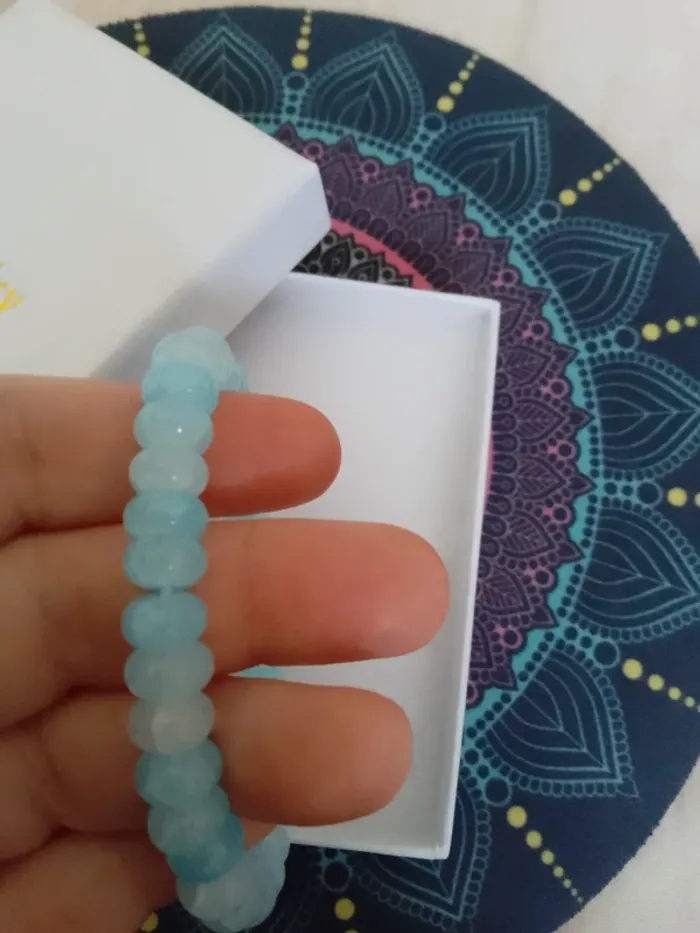 Bracelet pierres bleu aigue marine - photo numéro 2