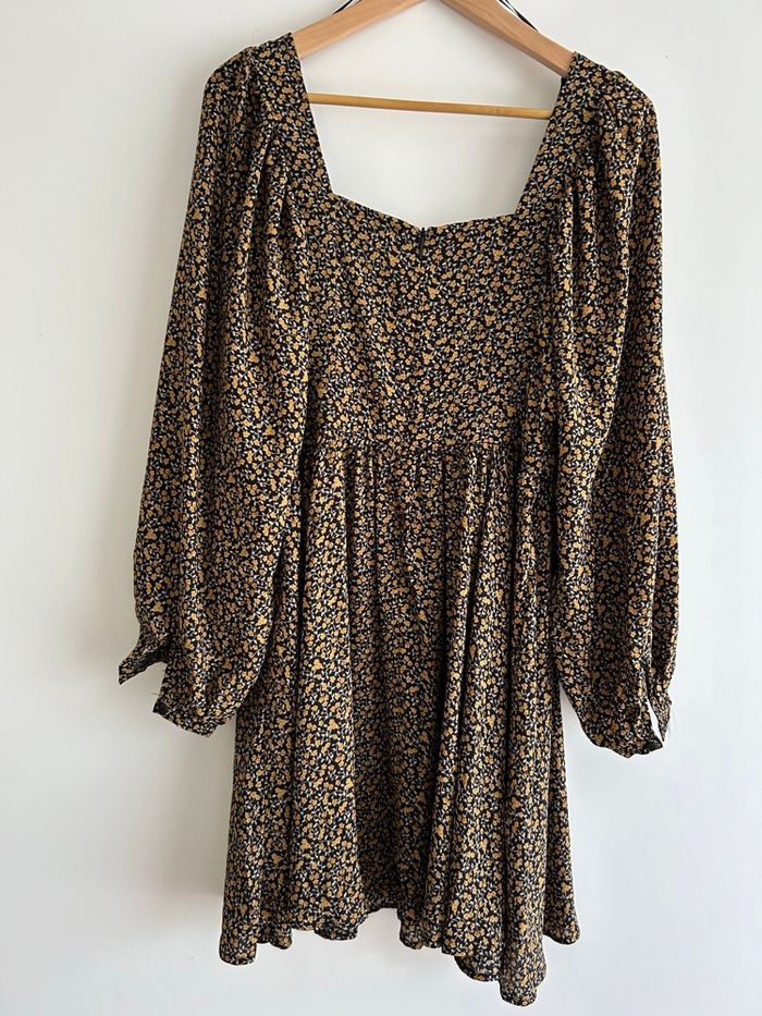 Robe Mango noire et moutarde motif fleuri - photo numéro 3