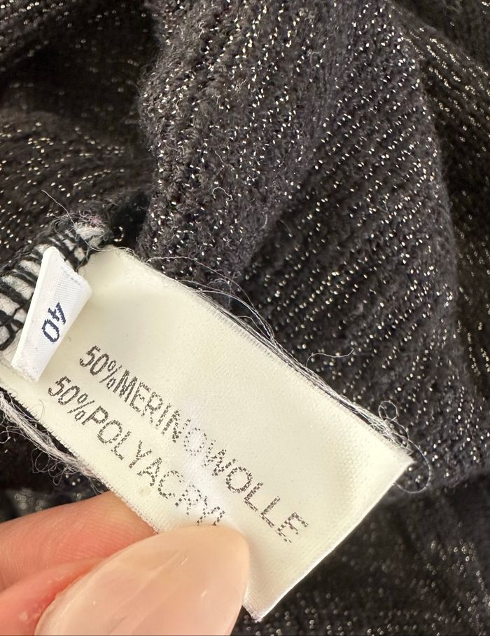 Pull en laine mérinos noir et doré Mamut vintage t40 l - photo numéro 8