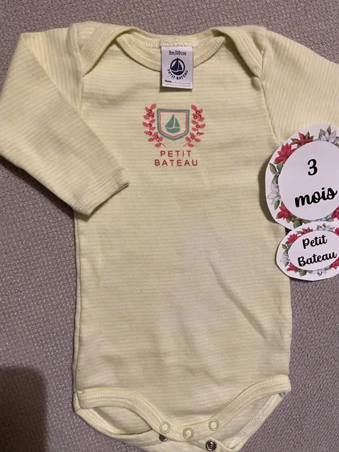 Body petit bateau manches longues 3 mois - photo numéro 2