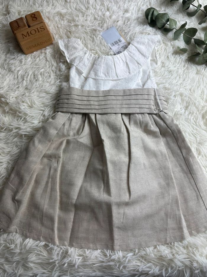 Robe plumetis et lin mango taille 18-24 mois - photo numéro 2
