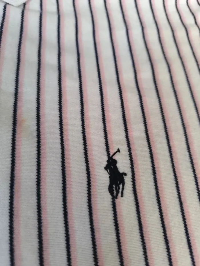 Polo Ralph Lauren homme L extra long vintage rayures verticales excellent état sauf une tache devant - photo numéro 5