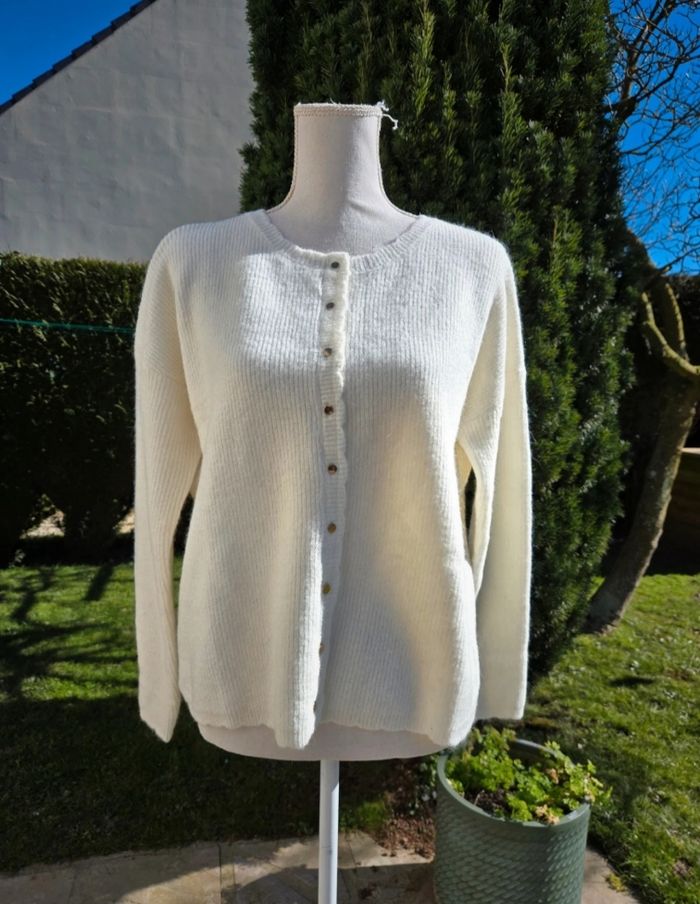 Gilet en alpaga et laine crème taille S/M