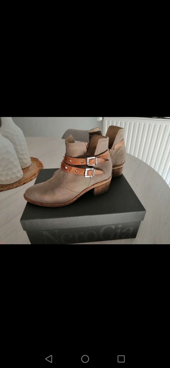 Bottines cuir Nero Giardini  P. 36 beige - photo numéro 3