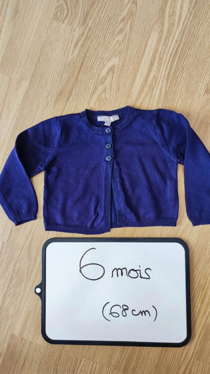 boléro bleu marine brillant taille 6 mois