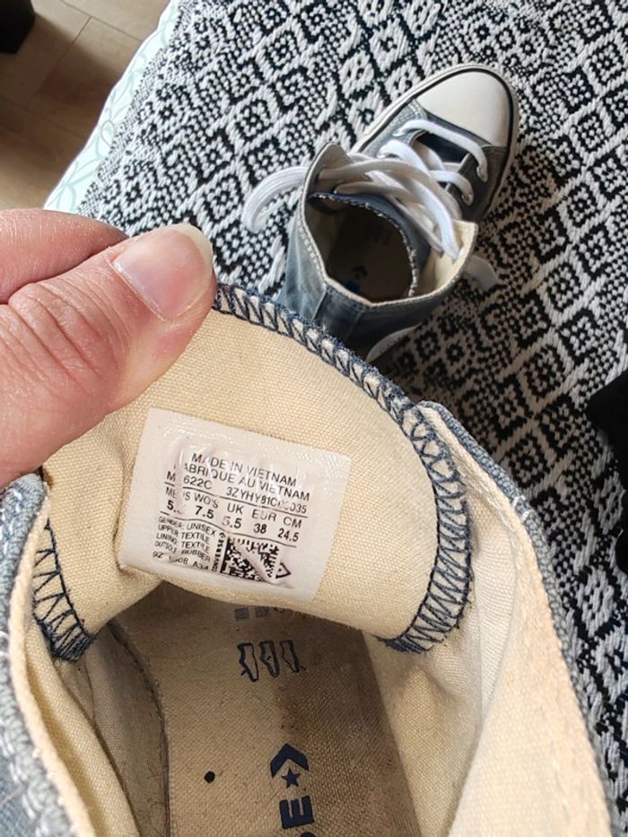 Converse montantes femme bleues peu portées, lavées, lacets neufs 38 - photo numéro 9