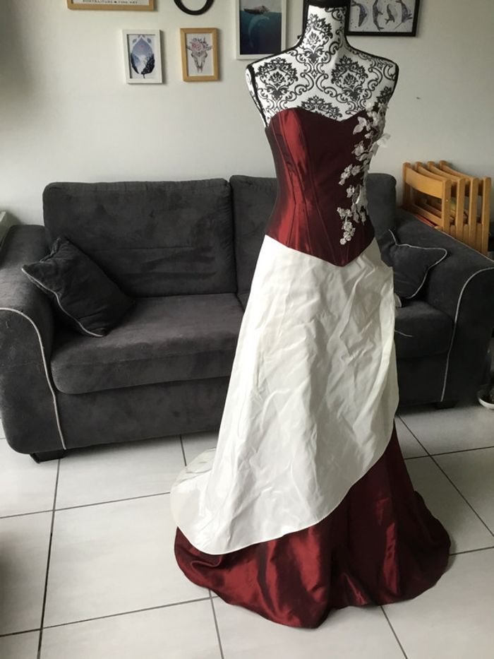 Robe de mariée/cérémonie/demoiselle d honneur Comme neuve bustier+jupe+jupon T36 - photo numéro 2