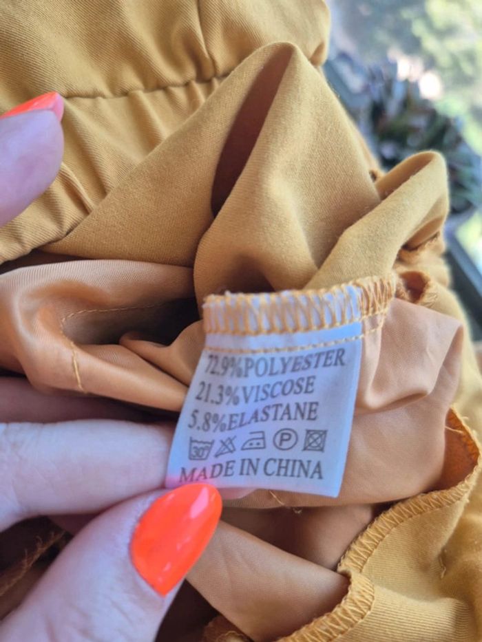 Pantalon uni élastique avec ceinture - photo numéro 8