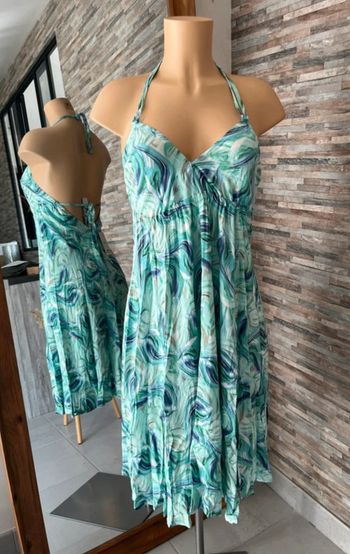 Robe d’été dos nu verte turquoise