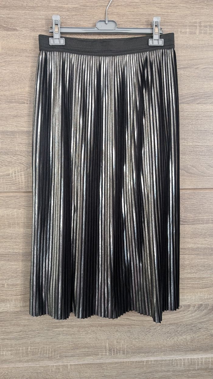 Jupe plissée métallisée noire & argent - photo numéro 2