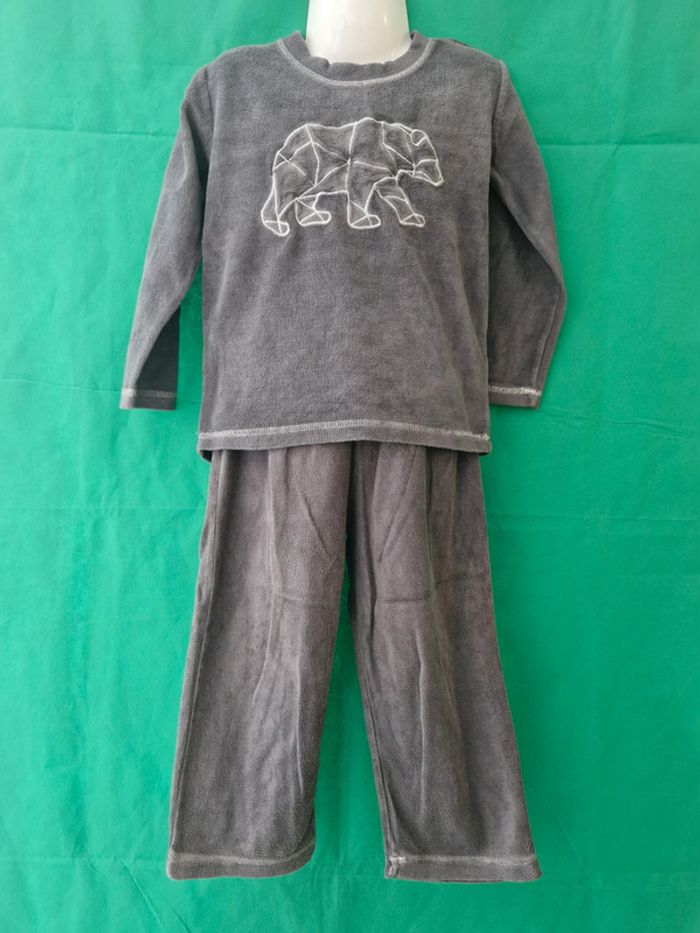 Pyjama 2 pièces ours géométrique en velours 3 ans 98 cm JG Nightwear - photo numéro 2