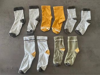 Lot de 5 paires de chaussettes vert/gris/jaune taille 27/30 Kiabi