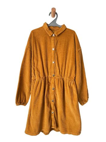 Robe moutarde à manches longues en velours côtelé - Kiabi 12 ans