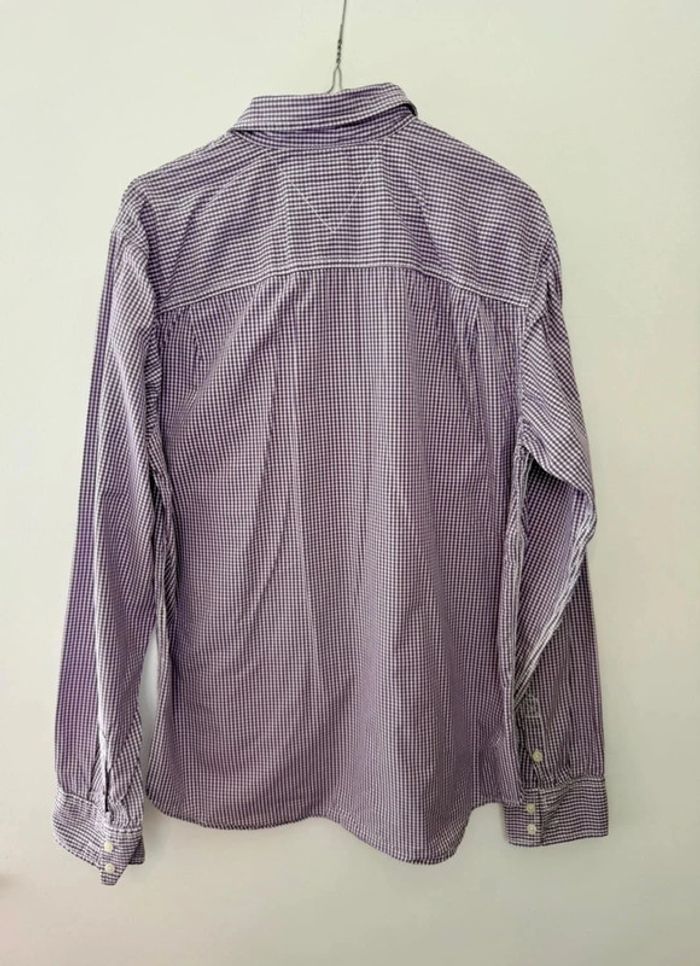 Chemise Hilfiger Denim homme à carreaux mauves taille large en parfait état - photo numéro 5