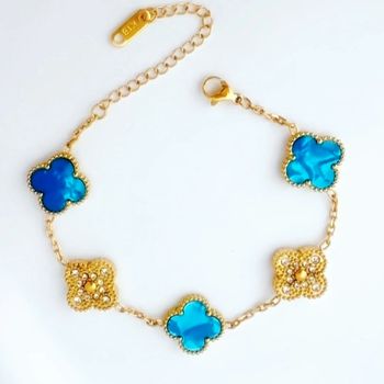 Promo Bracelet En Acier neuf 18k trèfle 1,2 cm de long porte-bonheur résistant à l'eau 💦
