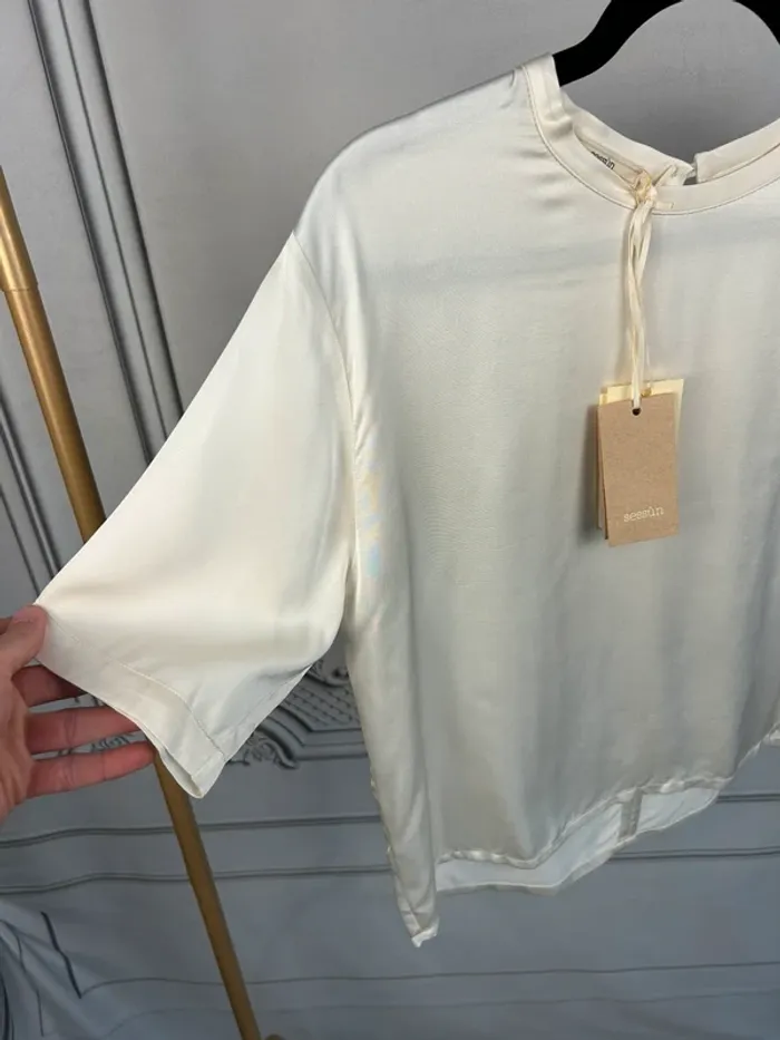 T-Shirt Sessùn crème T.L neuf - photo numéro 3
