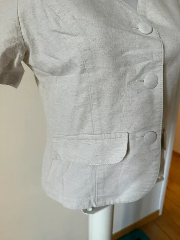 Chemisier vintage beige en lin en très bon état taille 38 - photo numéro 4