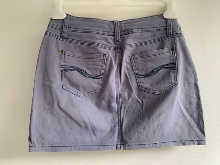 Jupe Cache Cache droite Bleu Gris Taille 38 M - photo numéro 2