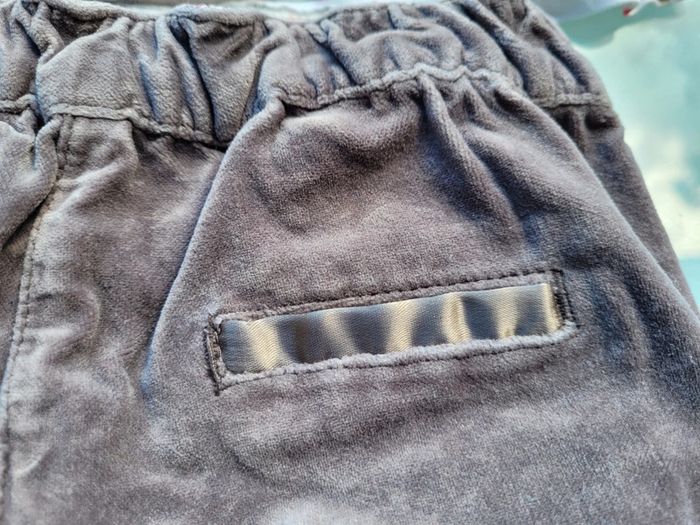 Ensemble Obaïbi, pantalon velours peau de pêche gris/violet, et haut manches longues, 18 mois - photo numéro 9