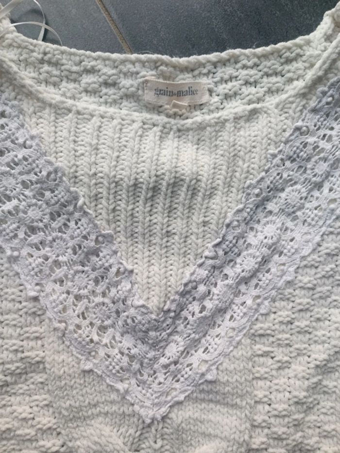 Pull blanc grain de malice taille 1 - photo numéro 2