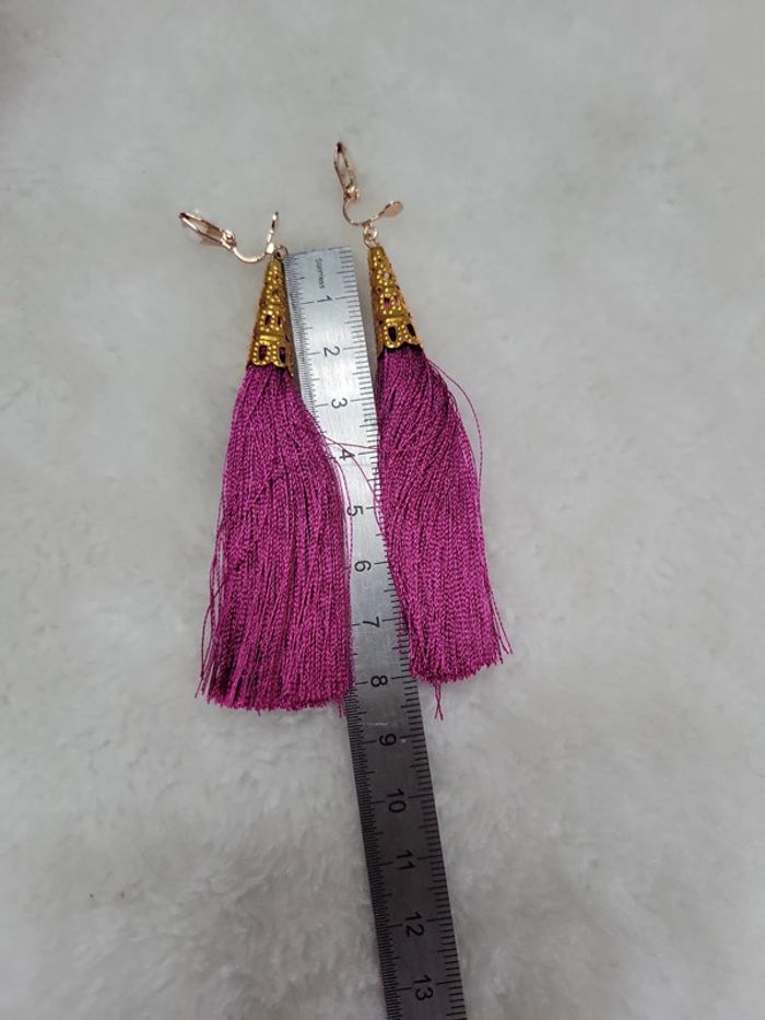 Clips fils de coton ponpons violet - photo numéro 8