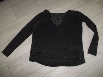 Pull BONOBO noir et doré léger échancré taille S TBE