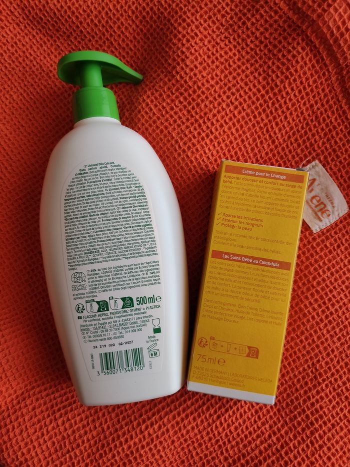 Lot de crème de change Weleda et linement Carrefour baby bio - photo numéro 2