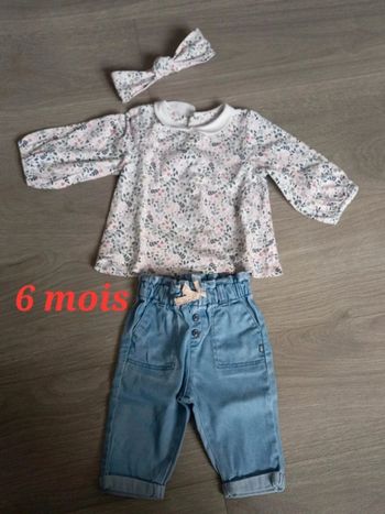 Ensemble jeans t shirt bandeau 6 mois