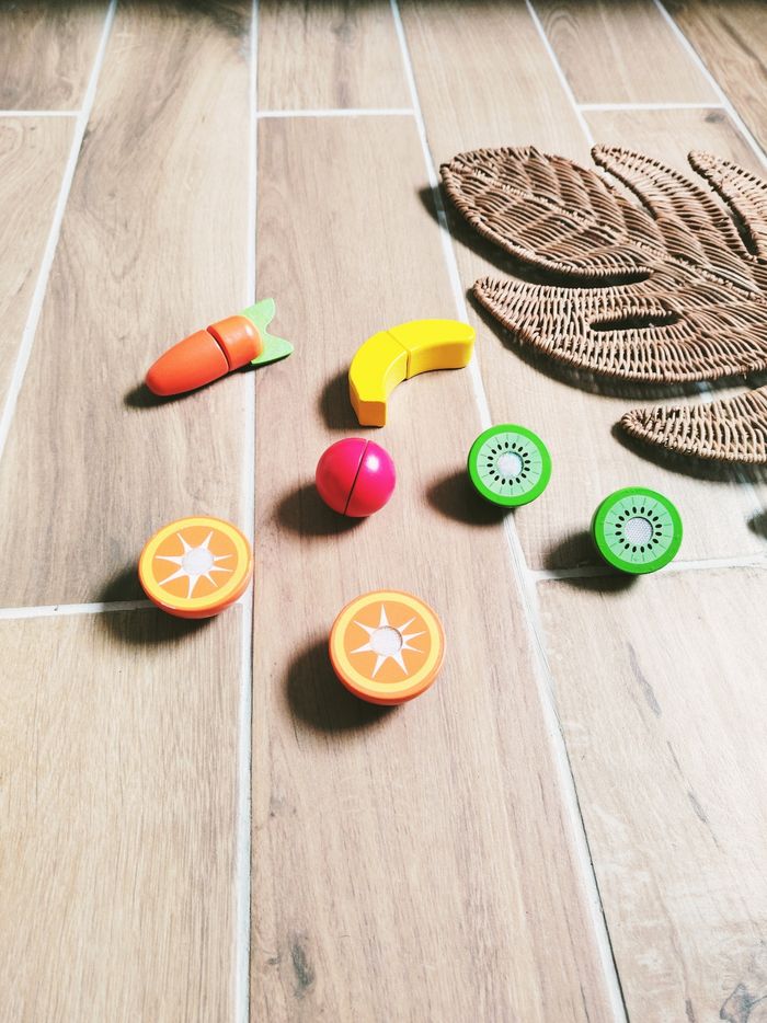 🍌Dinette aliments divers fruits et légumes en bois à scratch