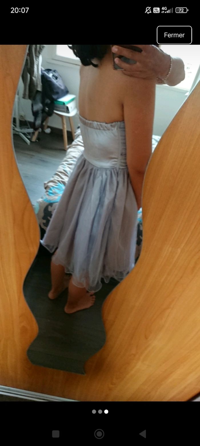 Robe de cérémonie bustier argenté - photo numéro 3