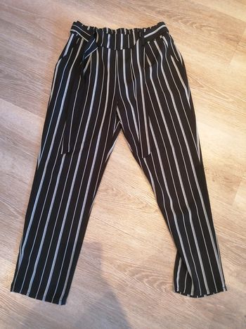 Pantalon noir rayures noeud taille