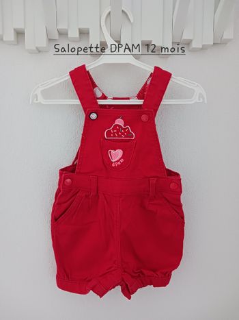 Salopette rouge DPAM 12 mois