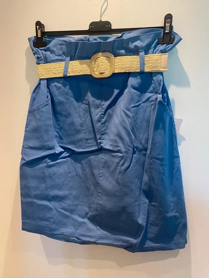 Jupe femme bleu jeans (bleu gris) TU avec ceinture