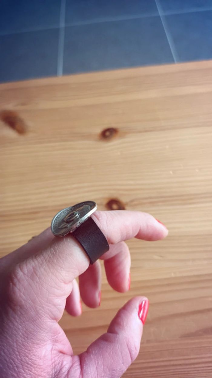 Bague cuir et plaqué argent 925 - photo numéro 4
