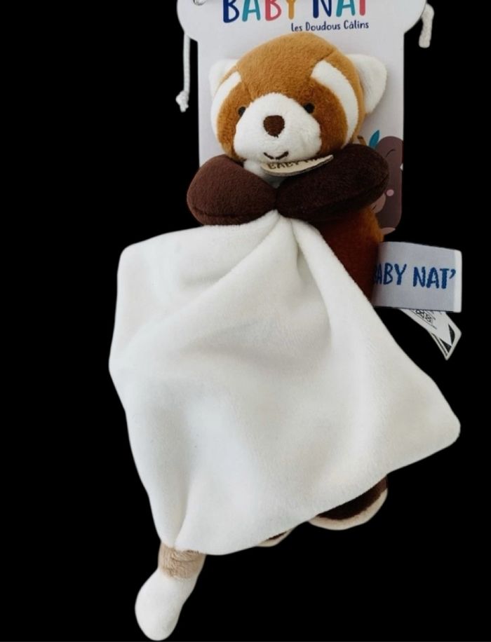❤️B4942 Doudou Mouchoir Blanc Panda Roux Renard Babynat Baby Nat' Marron