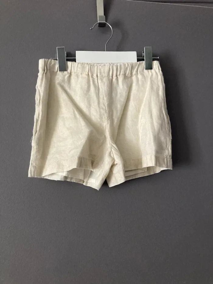 Bonpoint 🍒 haut + short en lin beige doré 8 ans - photo numéro 2