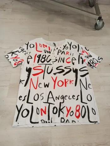 Tee shirt blanc imprimé rouge et noir homme xxl