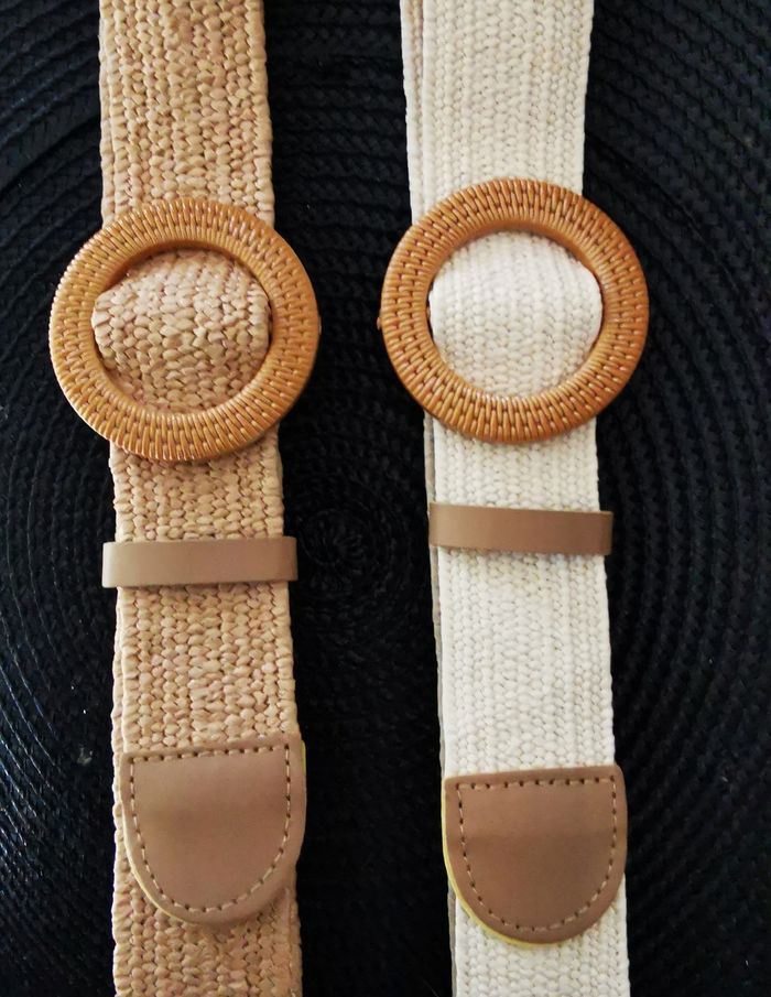 Lot de 2 ceintures paille nature bohème ajustable