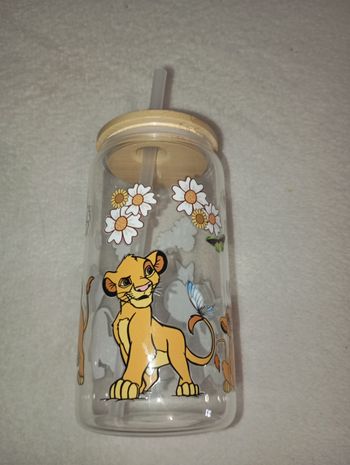 Can glass roi lion en verre avec paille
