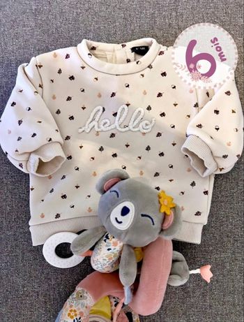 🐨 Joli Sweat « Hello » Kiabi - Taille 6 Mois (Mixte) TBE
