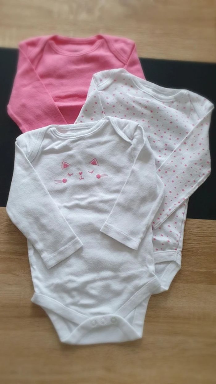Lot de 3 bodies manches longues 9-12 mois