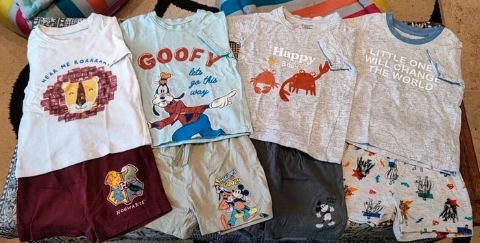 Lot de 4 🧸 ensembles 🌿 short et tee shirt 🎈 pour éte 🐦 18 à 24 mois 🐦