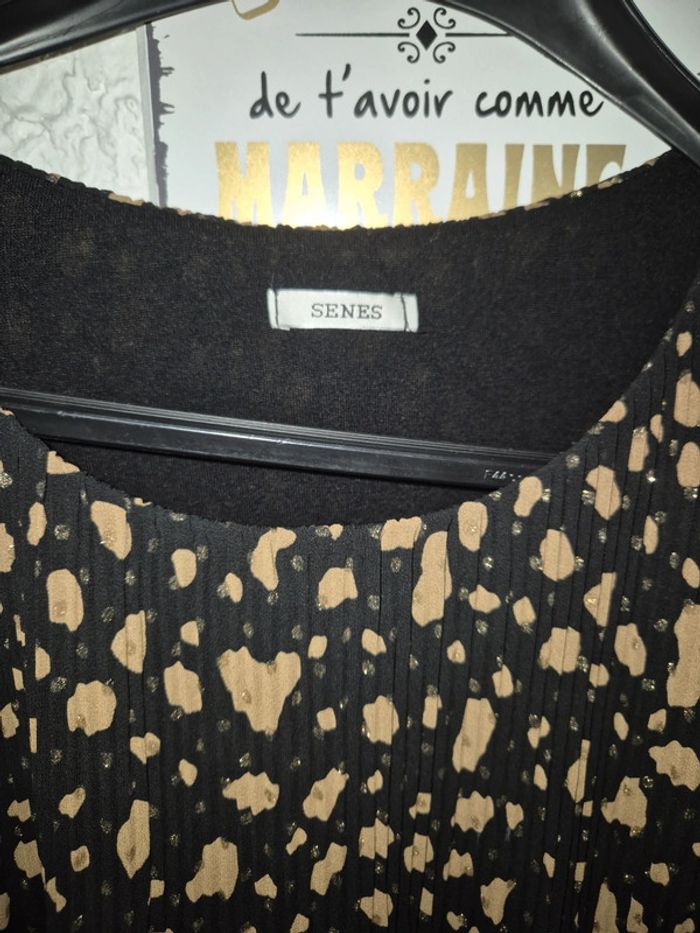 Très joli blouse longue ou robe plissée motif léopard Senes taille 46 - photo numéro 4