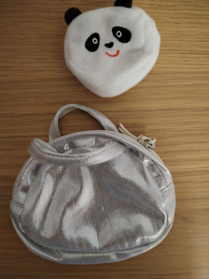 Sac argenté + porte monnaie panda