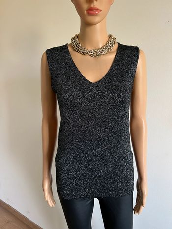 Haut argenté pailleté sans manches Molly Bracken taille unique jamais porté